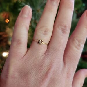 Gold Heart Ring with Diamond Accent